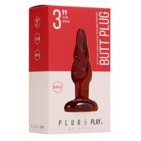 Красная анальная пробка Butt Plug Rounded 3 Inch - 7,6 см.