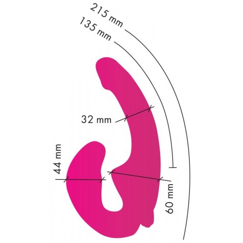 Ярко-розовый анатомический страпон с вибрацией