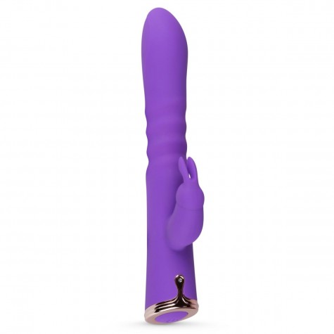 Фиолетовый вибратор-кролик The Queen Thrusting Vibrator - 29 см.